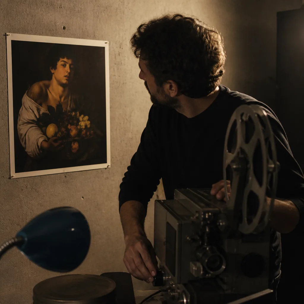 Caravage peint une scène dramatique éclairée par une bougie au cinéma