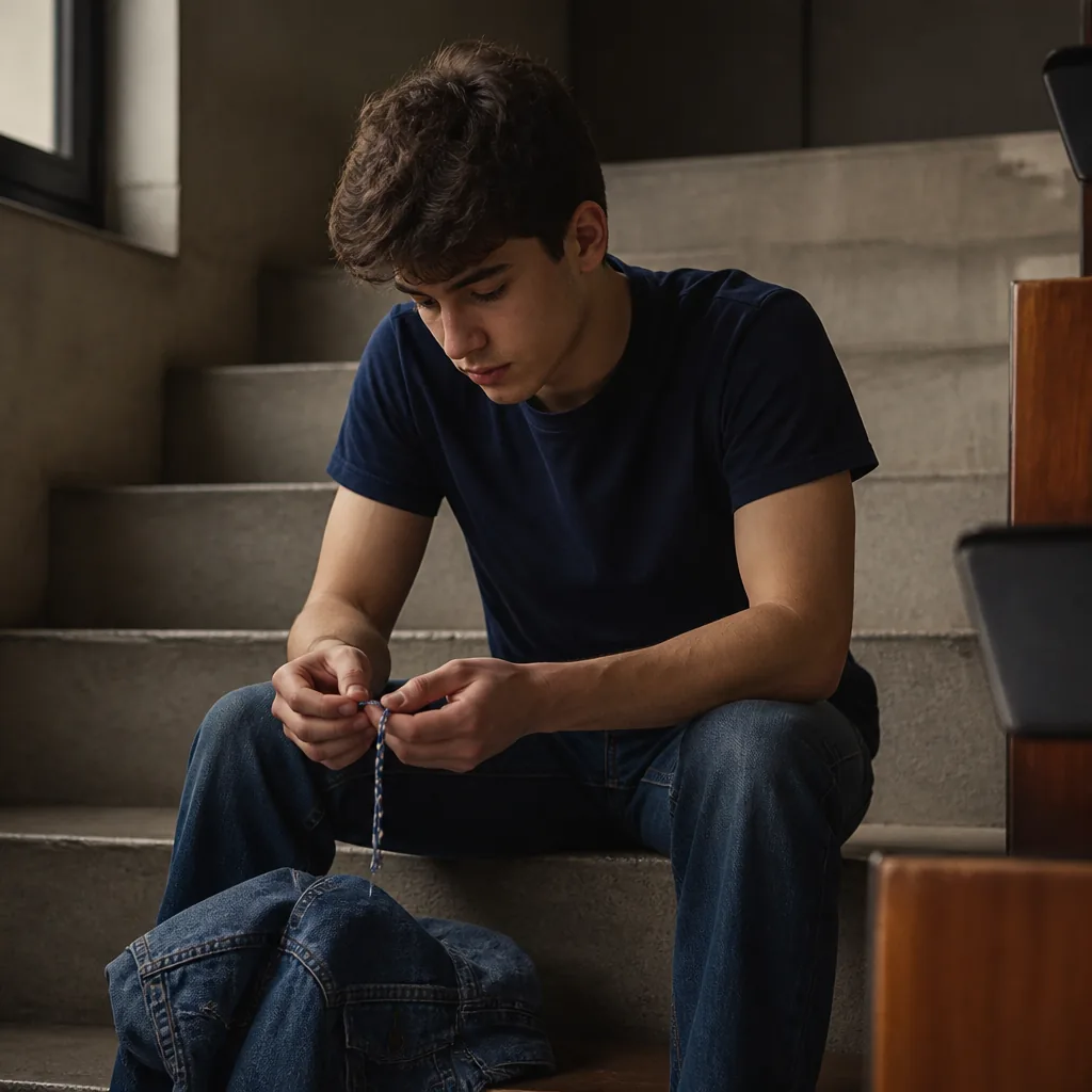 Deux adolescents proches marchent ensemble sous le regard de leurs camarades